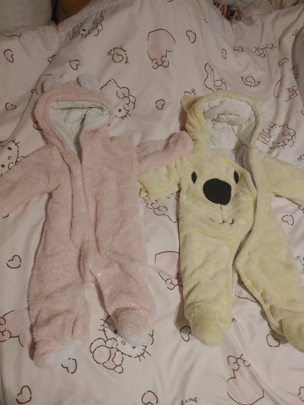 Baby Plush Hooded One-Piece Romper - Pink And Yellow